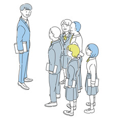 先生の案内で見学をしている学生