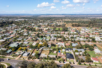 Drone aerial photograph of the regional township of Parkes