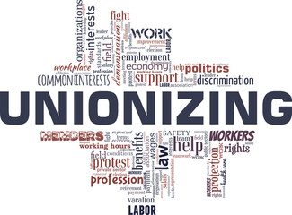 Unionizing vector illustration word cloud isolated on a white background.