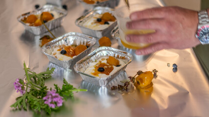 Isolated close up of a delicious Israeli yogurt dessert