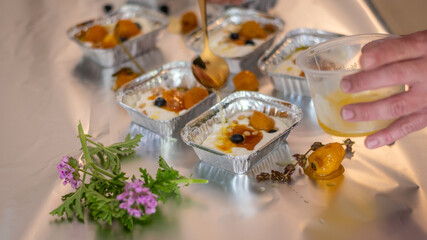 Isolated close up of a delicious Israeli yogurt dessert