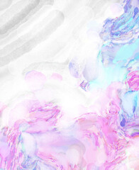 Modern painting of soothing brush strokes resembling alcohol inks. Watercolor abstract painting with pastel colors for poster, wall art, banner, card, book cover or packaging.