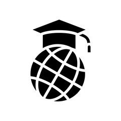 international education graduate glyph icon vector. international education graduate sign. isolated contour symbol black illustration