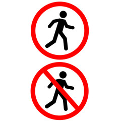prohibition no pedestrian sign. No access for pedestrians prohibition symbol. no walk icon access for pedestrians prohibition. flat style.