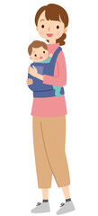 赤ちゃんを抱っこする母親　子育て