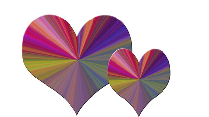 Obraz na płótnie Canvas Pair of heart, multicolor heart texture. Transparent background