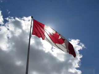 canadian flag in the wind