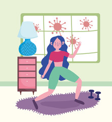 girl exercising at home