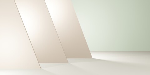 3D Render Triangle shape minimal wall background, with light and shadow ,3d illustration	