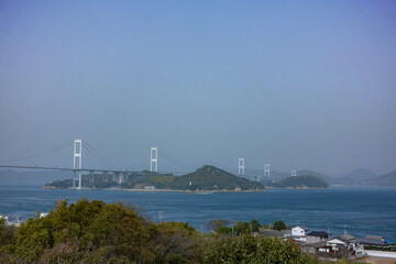 Shimanami kaikyo ohashi bridge view from Kurushima Kaikyo Service Area in Imabari-city, Hiroshima, Japan