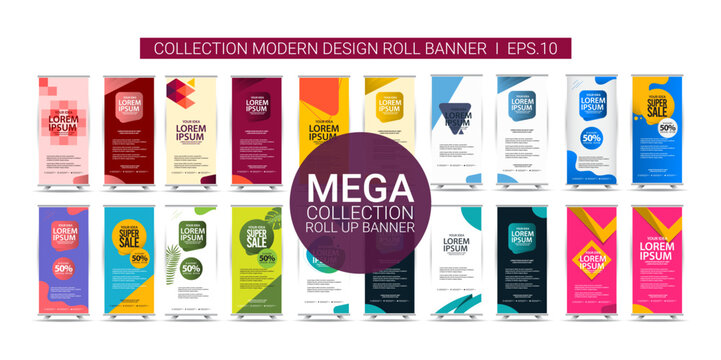 Mega collection roll up banner design template