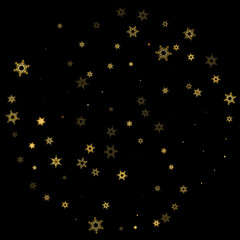Fototapeta na wymiar Falling Snow flakes golden pattern Holiday Vector