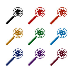 Magnifying glass icon isolated on white background color set