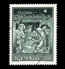 Crib in Memorial chapel in Oberndorf Salzburg, Hymn “Silent Night, Holy Night,” 150th anniv, circa 1968