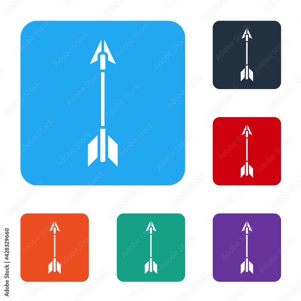 Poster white crossed arrows icon isolated on white background. set icons in color square buttons. vector