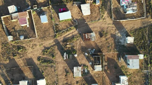 Drone View Flying Over Informal Settlement In South Africa