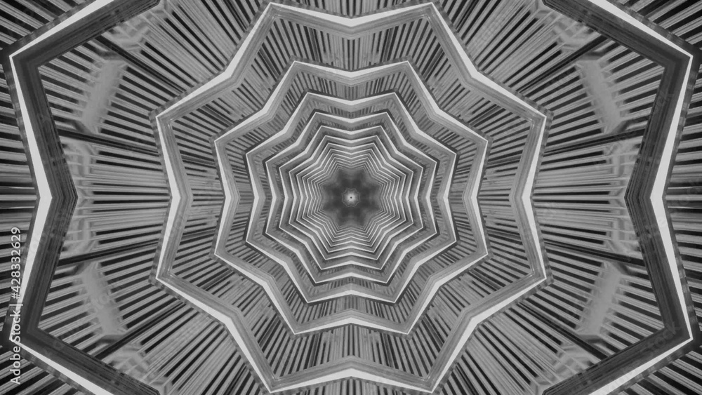 Poster 3d rendering of a futuristic background colored by black and white geometric shapes