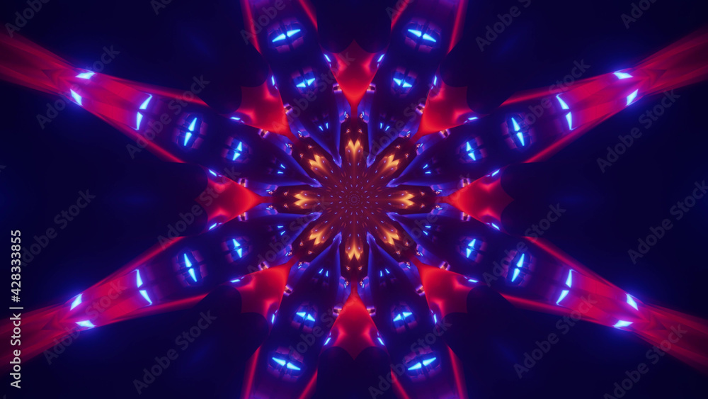 Aufkleber 3D rendering of abstract fractal multicolored background with crossing circles and ovals