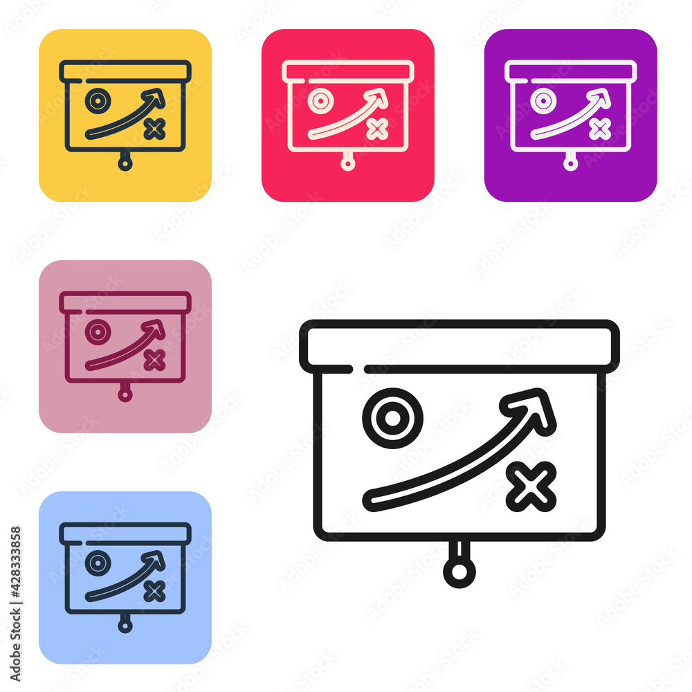 Poster black line planning strategy concept icon isolated on white background. cup formation and tactic. se