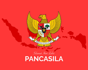 Simple Pancasila Day With Indonesia Map