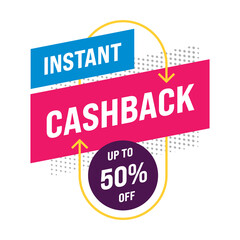 Creative Cashback banner on White Background. Money refund signs. Return of money from purchases. Promotion badges for your business. Vector illustration