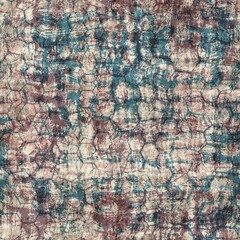 Seamless blue pink cream and navy surface pattern. High quality illustration. Overlaid and multiplied distressed and grungy worn abstract design for print. Detailed artistic repeat tile swatch.