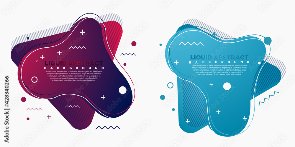 Poster set of abstract modern graphic elements. shapes and lines and dynamic colored gradations. gradient a
