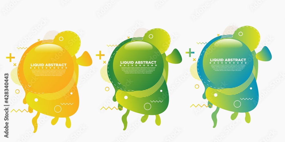 Poster set of abstract modern graphic elements. shapes and lines and dynamic colored gradations. gradient a