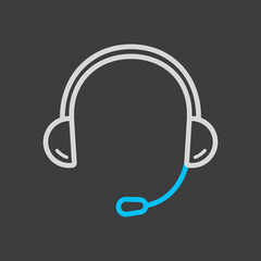Headset. Headphones with microphone icon dark background