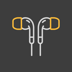 Earbuds headphone vector icon on dark background