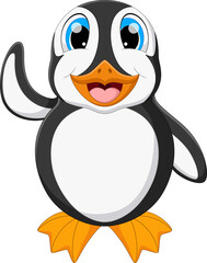 cartoon penguin waving