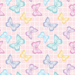 Vector butterfly cute seamless repeat pattern design background