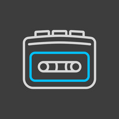 Cassette player vector icon on dark background