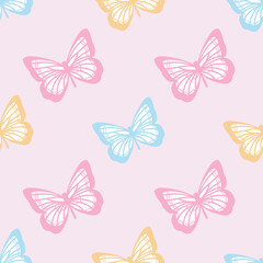 Vector butterfly cute seamless repeat pattern design background