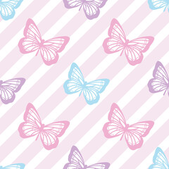 Fototapeta na wymiar Vector butterfly cute seamless repeat pattern design background