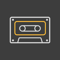 Obraz premium Audio cassette tape vector icon on dark background