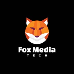Vector Logo Illustration Fox Media Low Poly Style.