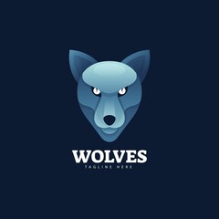 Vector Logo Illustration Wolf Gradient Colorful Style.