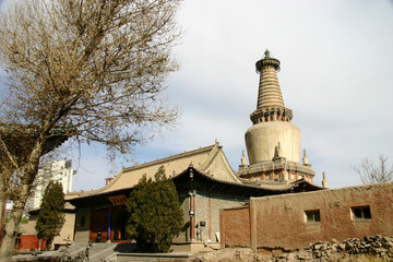 External view of the Dafo Temple in Zhangye, site of the largest reclining Buddha in China