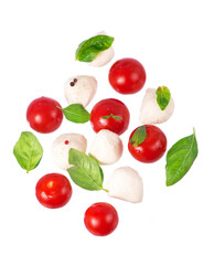 mozzarella cheese with cherry tomatoes and basil