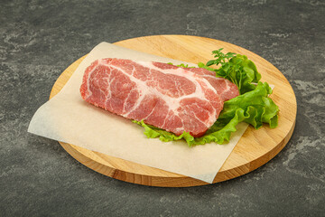 Raw pork meat neck steack