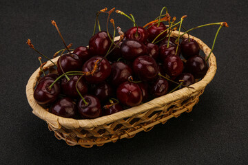 Sweet cherry in the basket