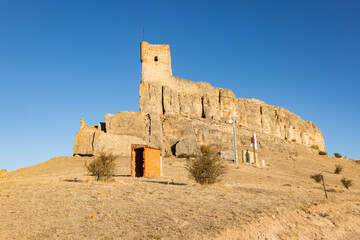 the medieval castle in Atienza at sunrise, province of Guadalajara, Castile-La Mancha, Spain