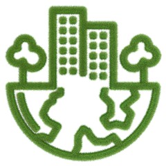 Halbkugel mit grüner Wohnsiedlung als Symbol