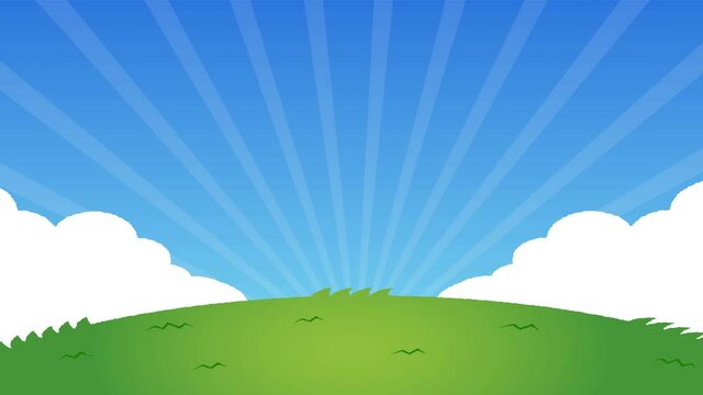 Blue sky and grass Square illustration animation ( 4K )