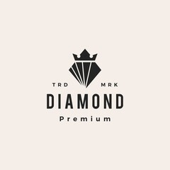 diamond king crown hipster vintage logo vector icon illustration