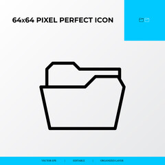 folder vector line icon style. security and private file icon. 64x64 Pixel perfect