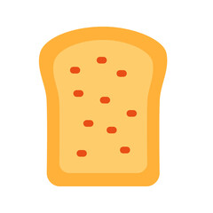 bread butter wheat bread single isolated icon with flat style