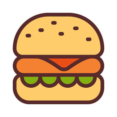 burger fast food hamburger single isolated icon with filled line style