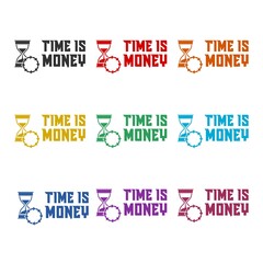 Time is money sign isolated on white background color set